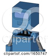 Poster, Art Print Of Blue Robot With Box Head And Toothy Mouth And Large Blue Visor Eye