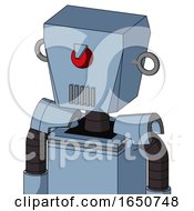 Poster, Art Print Of Blue Robot With Box Head And Vent Mouth And Angry Cyclops