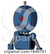 Poster, Art Print Of Blue Robot With Bubble Head And Dark Tooth Mouth And Angry Cyclops And Single Antenna