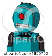 Blue Robot With Bubble Head And Keyboard Mouth And Cyclops Eye And Three Dark Spikes