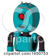 Poster, Art Print Of Blue Robot With Bubble Head And Round Mouth And Cyclops Eye And Three Spiked