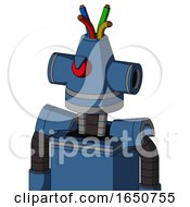 Poster, Art Print Of Blue Robot With Cone Head And Angry Cyclops And Wire Hair
