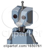 Poster, Art Print Of Blue Mech With Mechanical Head And Teeth Mouth And Red Eyed And Single Antenna