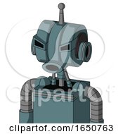 Poster, Art Print Of Blue Mech With Multi-Toroid Head And Round Mouth And Angry Eyes And Single Antenna