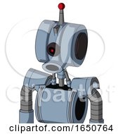 Poster, Art Print Of Blue Mech With Multi-Toroid Head And Round Mouth And Black Cyclops Eye And Single Led Antenna