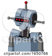 Poster, Art Print Of Blue Mech With Multi-Toroid Head And Speakers Mouth And Visor Eye And Single Led Antenna