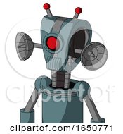 Poster, Art Print Of Blue Mech With Droid Head And Speakers Mouth And Cyclops Eye And Double Led Antenna