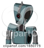 Poster, Art Print Of Blue Mech With Droid Head And Speakers Mouth And Black Cyclops Eye And Spike Tip