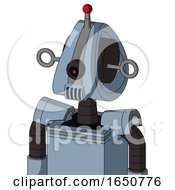 Poster, Art Print Of Blue Mech With Droid Head And Speakers Mouth And Black Cyclops Eye And Single Led Antenna