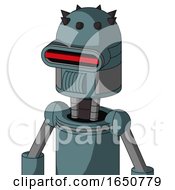 Poster, Art Print Of Blue Mech With Dome Head And Speakers Mouth And Visor Eye