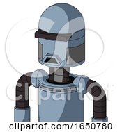 Poster, Art Print Of Blue Mech With Dome Head And Sad Mouth And Black Visor Cyclops