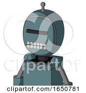 Poster, Art Print Of Blue Mech With Bubble Head And Keyboard Mouth And Black Visor Cyclops And Single Antenna