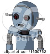 Poster, Art Print Of Blue Mech With Bubble Head And Round Mouth And Black Glowing Red Eyes