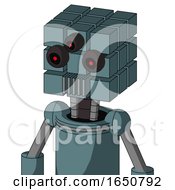 Poster, Art Print Of Blue Mech With Cube Head And Vent Mouth And Three-Eyed