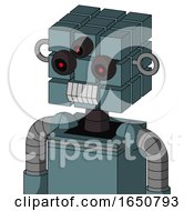 Poster, Art Print Of Blue Mech With Cube Head And Teeth Mouth And Three-Eyed