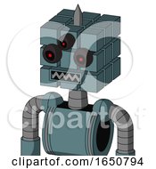 Poster, Art Print Of Blue Mech With Cube Head And Square Mouth And Three-Eyed And Spike Tip