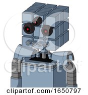 Blue Mech With Cube Head And Pipes Mouth And Three Eyed
