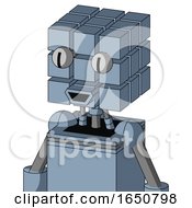 Poster, Art Print Of Blue Mech With Cube Head And Happy Mouth And Two Eyes