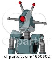 Poster, Art Print Of Blue Mech With Cone Head And Happy Mouth And Cyclops Eye And Double Led Antenna