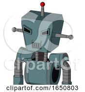 Poster, Art Print Of Blue Mech With Box Head And Speakers Mouth And Angry Eyes And Single Led Antenna