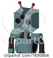 Poster, Art Print Of Blue Mech With Box Head And Speakers Mouth And Three-Eyed And Double Led Antenna