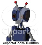 Poster, Art Print Of Blue Droid With Multi-Toroid Head And Vent Mouth And Black Glowing Red Eyes And Double Led Antenna