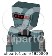 Poster, Art Print Of Blue Mech With Box Head And Pipes Mouth And Visor Eye