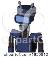 Poster, Art Print Of Blue Droid With Vase Head And Vent Mouth And Large Blue Visor Eye And Double Antenna