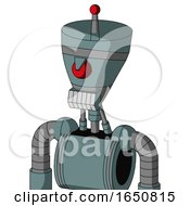 Poster, Art Print Of Blue Droid With Vase Head And Teeth Mouth And Angry Cyclops And Single Led Antenna