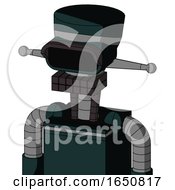 Poster, Art Print Of Blue Droid With Vase Head And Keyboard Mouth And Black Visor Eye