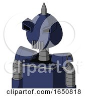 Blue Droid With Rounded Head And Vent Mouth And Angry Eyes And Spike Tip