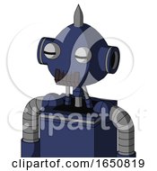 Poster, Art Print Of Blue Droid With Rounded Head And Dark Tooth Mouth And Two Eyes And Spike Tip