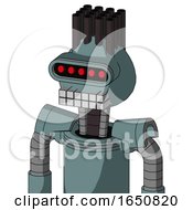 Poster, Art Print Of Blue Droid With Rounded Head And Keyboard Mouth And Visor Eye And Pipe Hair