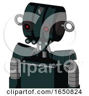 Poster, Art Print Of Blue Droid With Multi-Toroid Head And Pipes Mouth And Black Glowing Red Eyes