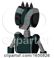 Poster, Art Print Of Blue Droid With Multi-Toroid Head And Dark Tooth Mouth And Red Eyed And Three Dark Spikes