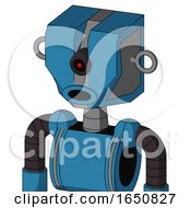 Blue Automaton With Mechanical Head And Round Mouth And Black Cyclops Eye