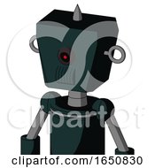 Poster, Art Print Of Blue Droid With Box Head And Speakers Mouth And Black Cyclops Eye And Spike Tip