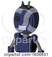 Poster, Art Print Of Blue Droid With Bubble Head And Teeth Mouth And Two Eyes And Wire Hair