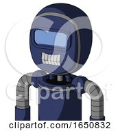 Poster, Art Print Of Blue Droid With Bubble Head And Teeth Mouth And Large Blue Visor Eye