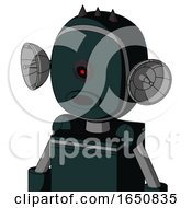 Poster, Art Print Of Blue Droid With Bubble Head And Round Mouth And Black Cyclops Eye And Three Dark Spikes