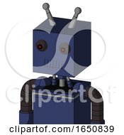 Poster, Art Print Of Blue Droid With Box Head And Toothy Mouth And Red Eyed And Double Antenna