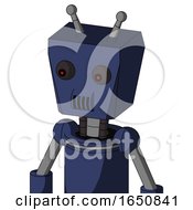 Poster, Art Print Of Blue Droid With Box Head And Speakers Mouth And Red Eyed And Double Antenna