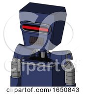 Poster, Art Print Of Blue Droid With Box Head And Dark Tooth Mouth And Visor Eye