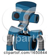 Poster, Art Print Of Blue Automaton With Vase Head And Sad Mouth And Two Eyes