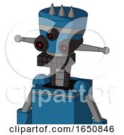 Poster, Art Print Of Blue Automaton With Vase Head And Keyboard Mouth And Three-Eyed And Three Spiked