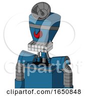 Poster, Art Print Of Blue Automaton With Vase Head And Keyboard Mouth And Angry Cyclops And Radar Dish Hat