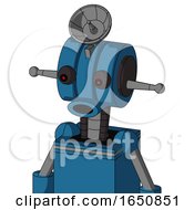 Blue Automaton With Multi Toroid Head And Round Mouth And Red Eyed And Radar Dish Hat
