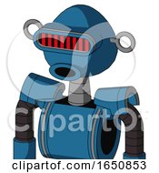 Poster, Art Print Of Blue Automaton With Rounded Head And Round Mouth And Visor Eye
