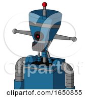 Poster, Art Print Of Blue Automaton With Vase Head And Dark Tooth Mouth And Black Cyclops Eye And Single Led Antenna