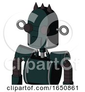 Poster, Art Print Of Blue Droid With Dome Head And Speakers Mouth And Two Eyes And Three Dark Spikes